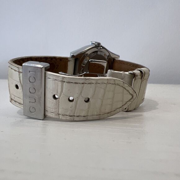 Gucci Watch 115 Pantheon White Leather Strap Gucci YA115410 Diamond main image 4